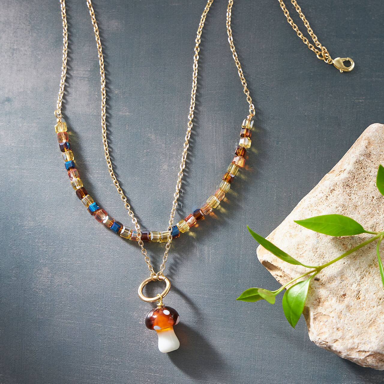 Amber Mix Mushroom Necklace